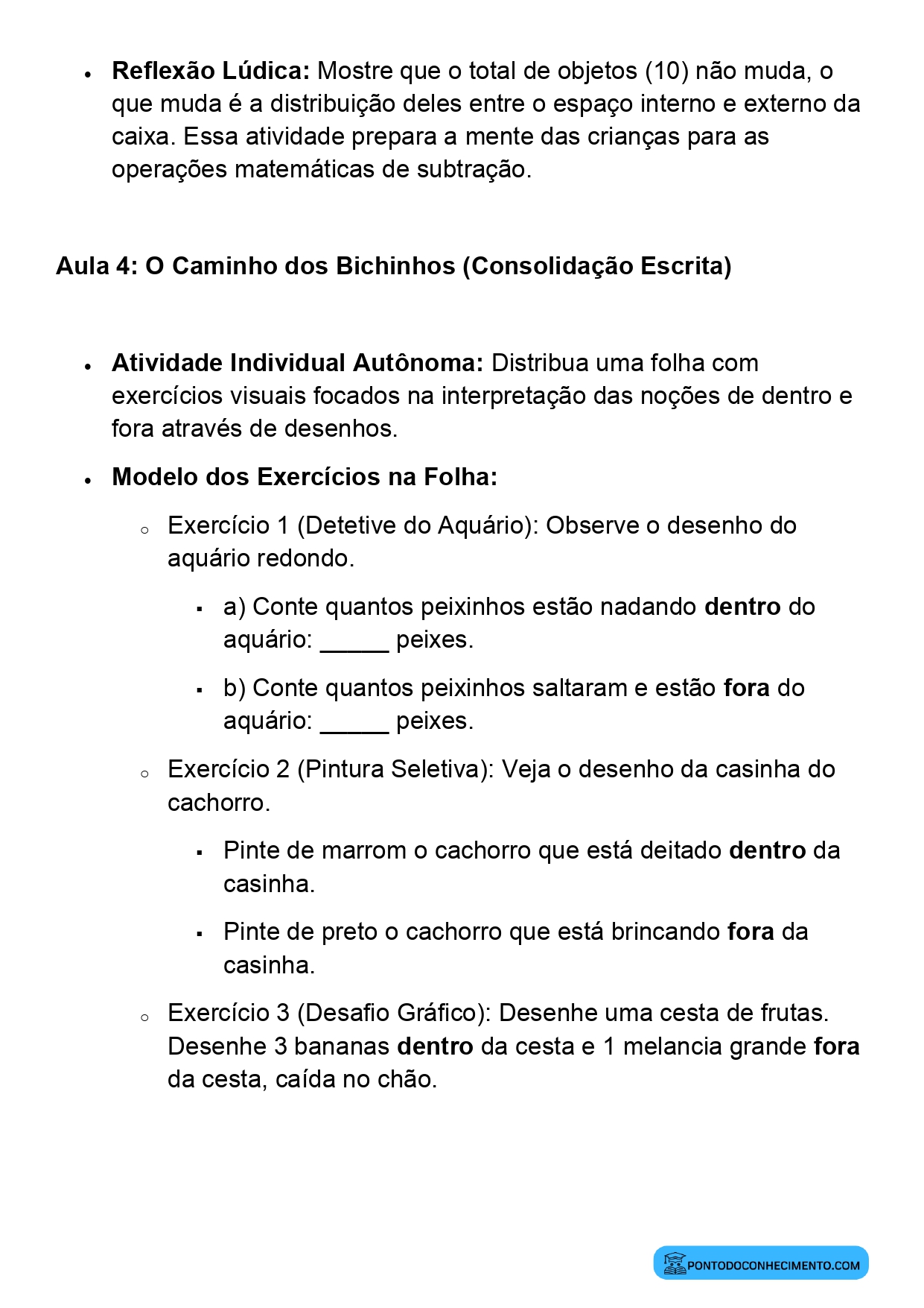 Plano de Aula BNCC Matemática 2º Ano Dentro e Fora