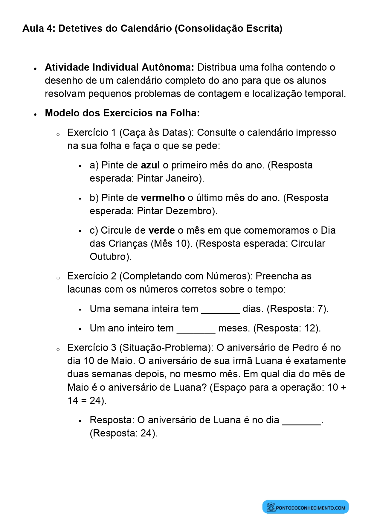 Plano de Aula BNCC Matemática 2º Ano Dia Semana Mês e Ano