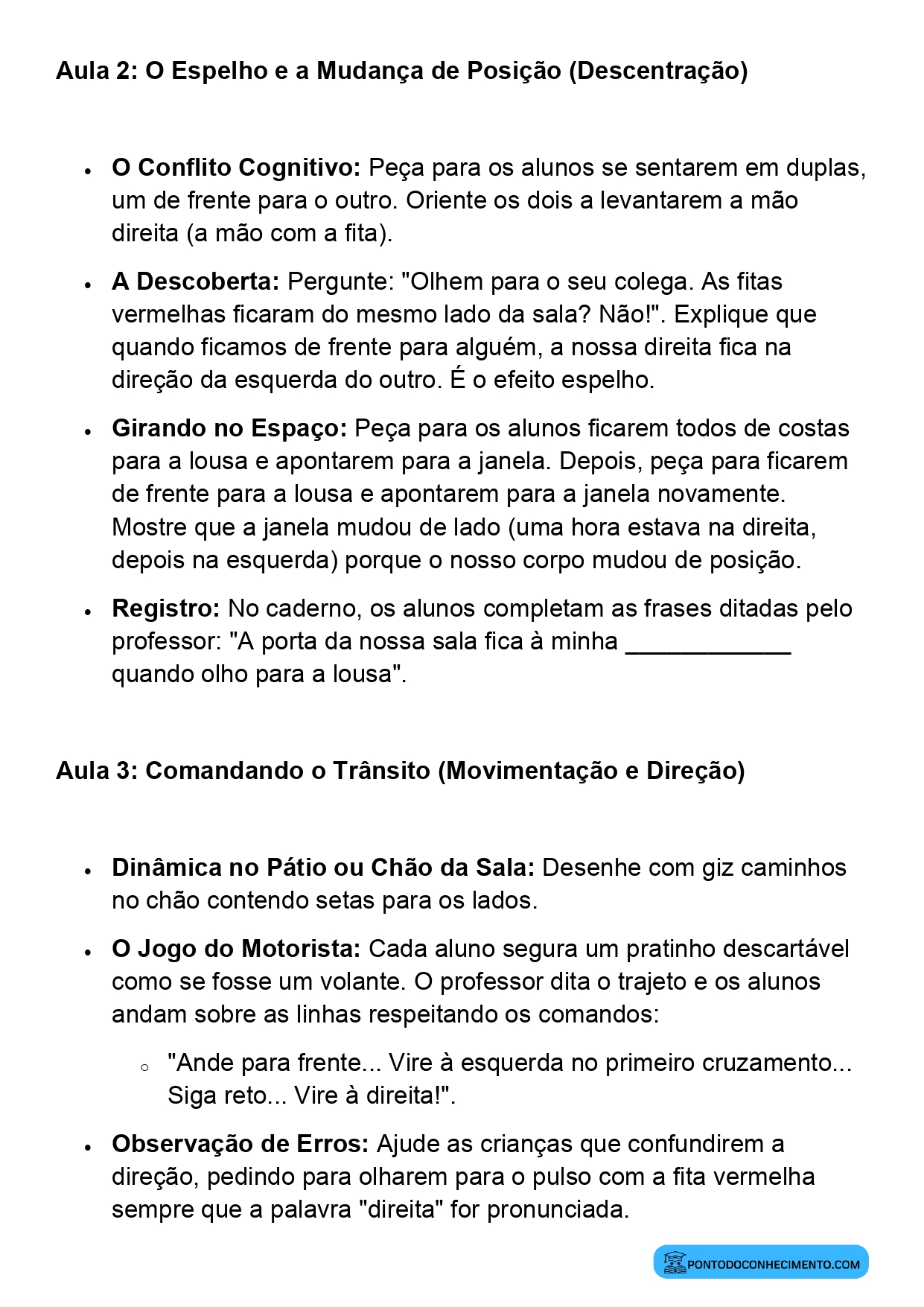 Plano de Aula Completo de Matemática 2º Ano Direita e Esquerda
