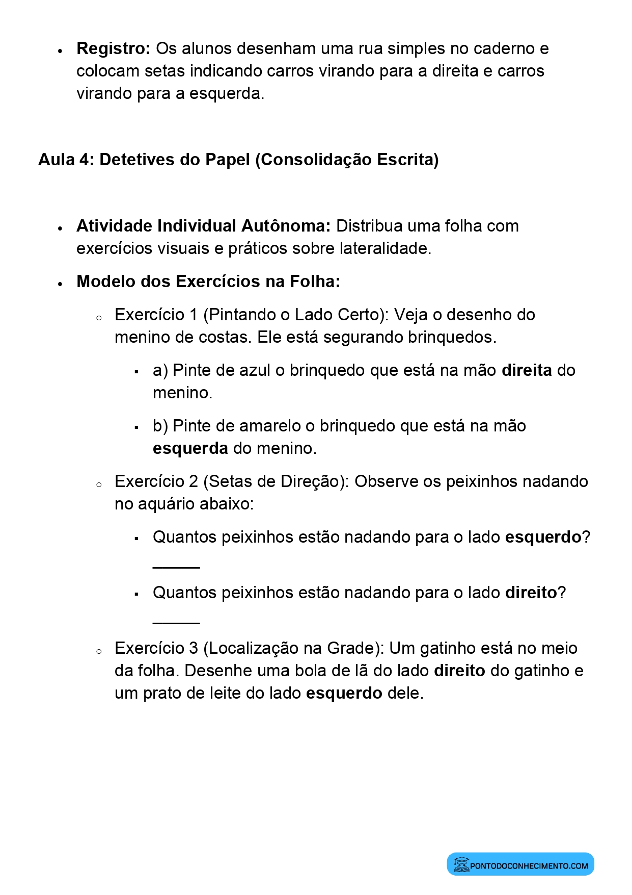 Plano de Aula BNCC Matemática 2º Ano Direita e Esquerda