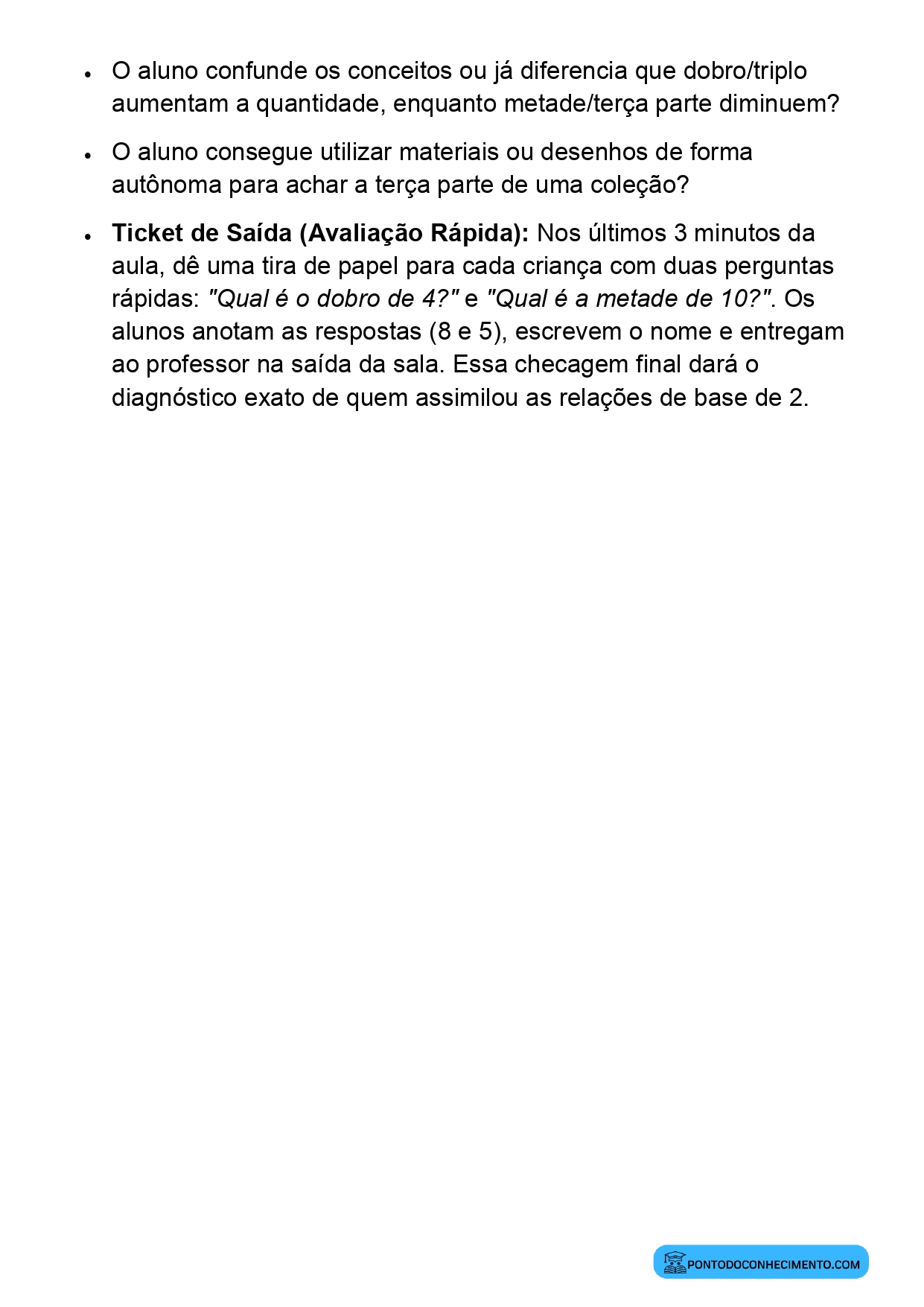 Plano de Aula Alinhado à BNCC Matemática 2º Ano Dobro Metade Triplo e Terça Parte