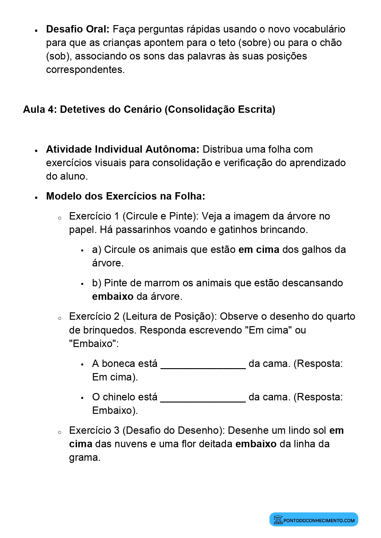 Plano de Aula BNCC Matemática 2º Ano Em Cima e Embaixo