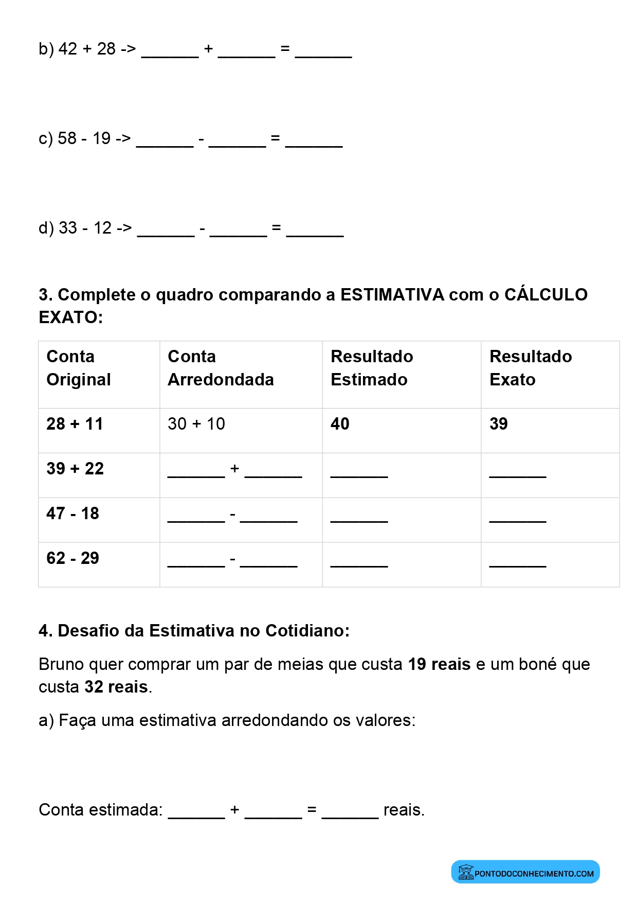Plano de aula sobre aproximação de resultados 3º ano