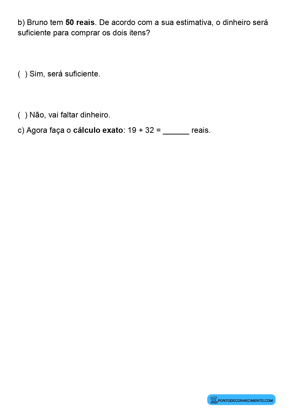 Plano de aula sobre estimativas em adição e subtração