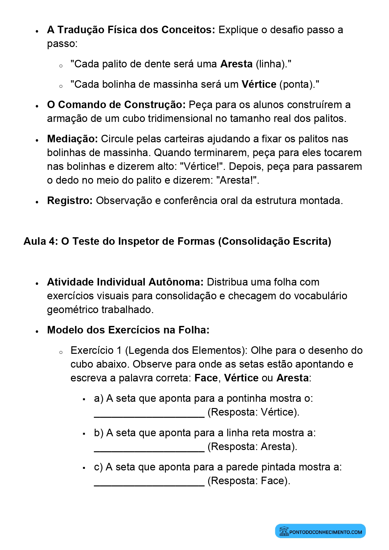 Plano de Aula BNCC Matemática 2º Ano Faces Vértices e Arestas