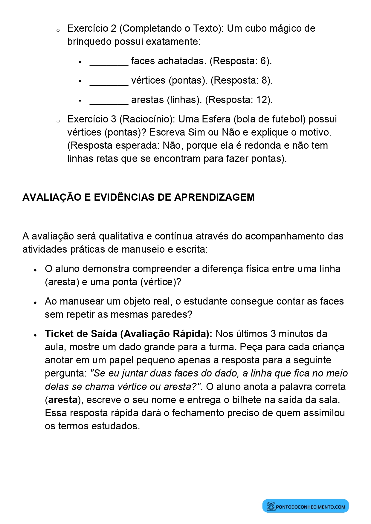 Plano de Aula Alinhado à BNCC Matemática 2º Ano Faces Vértices e Arestas