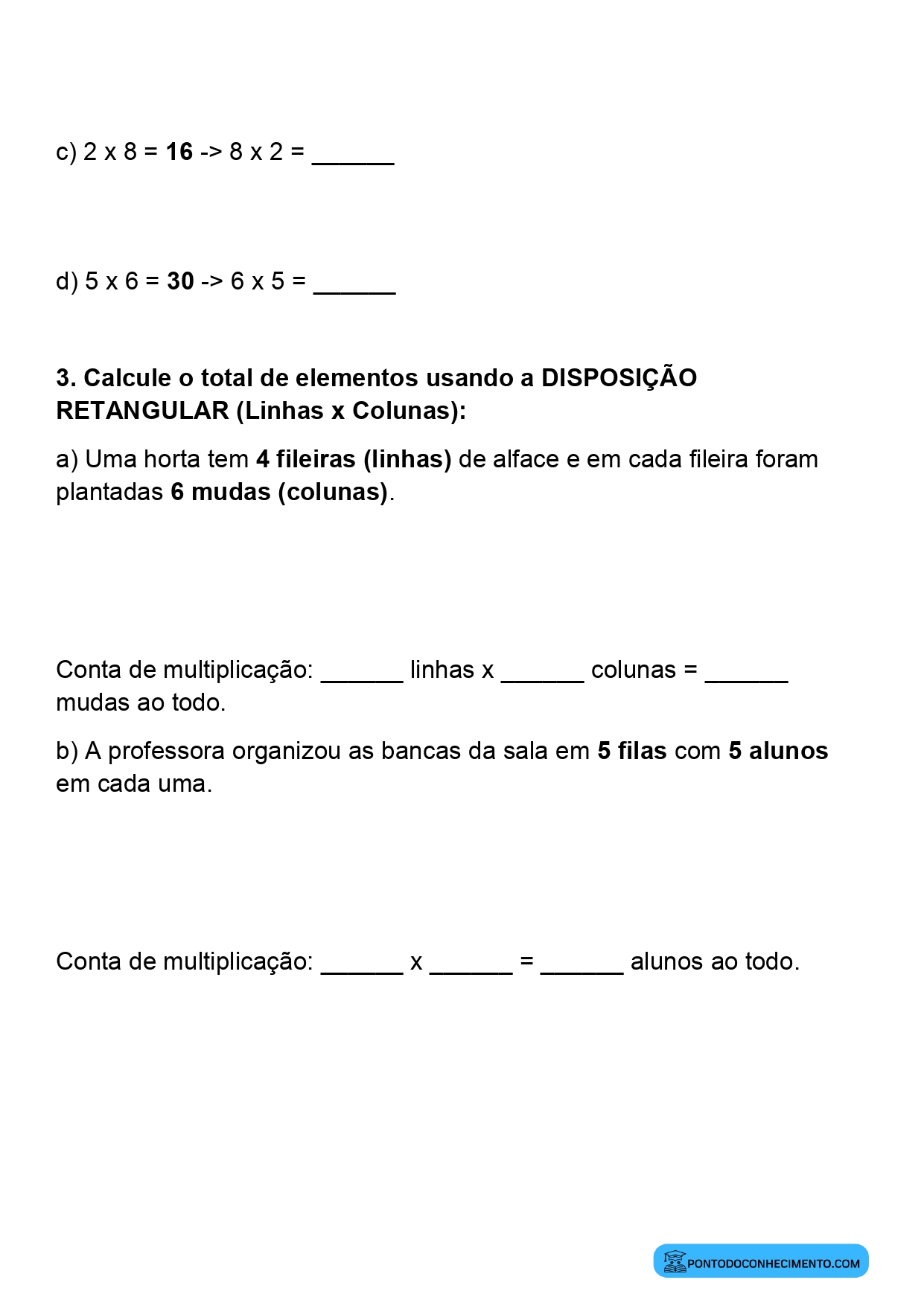Plano de aula sobre construção e compreensão da tabuada