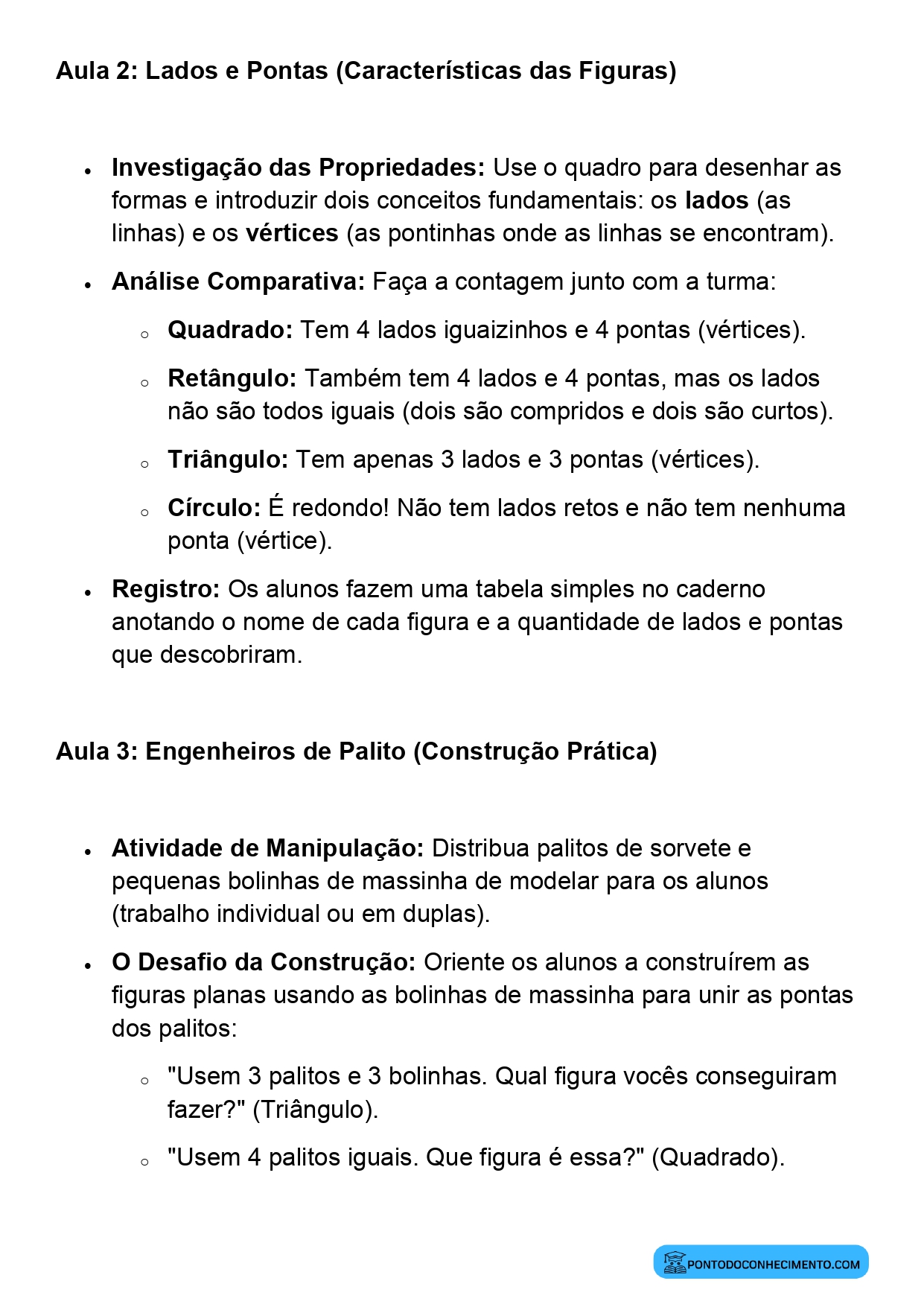 Plano de Aula Completo de Matemática 2º Ano Figuras Geométricas Planas