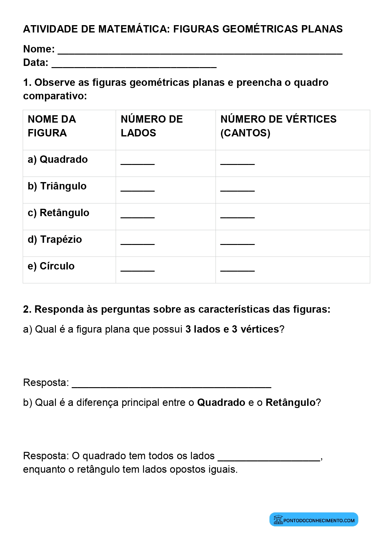 Plano de aula de Matemática sobre propriedades das figuras planas