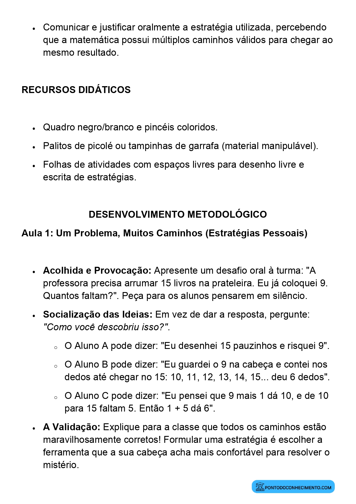 Plano de Aula Matemática 2º Ano Formulação de Estratégias de Resolução
