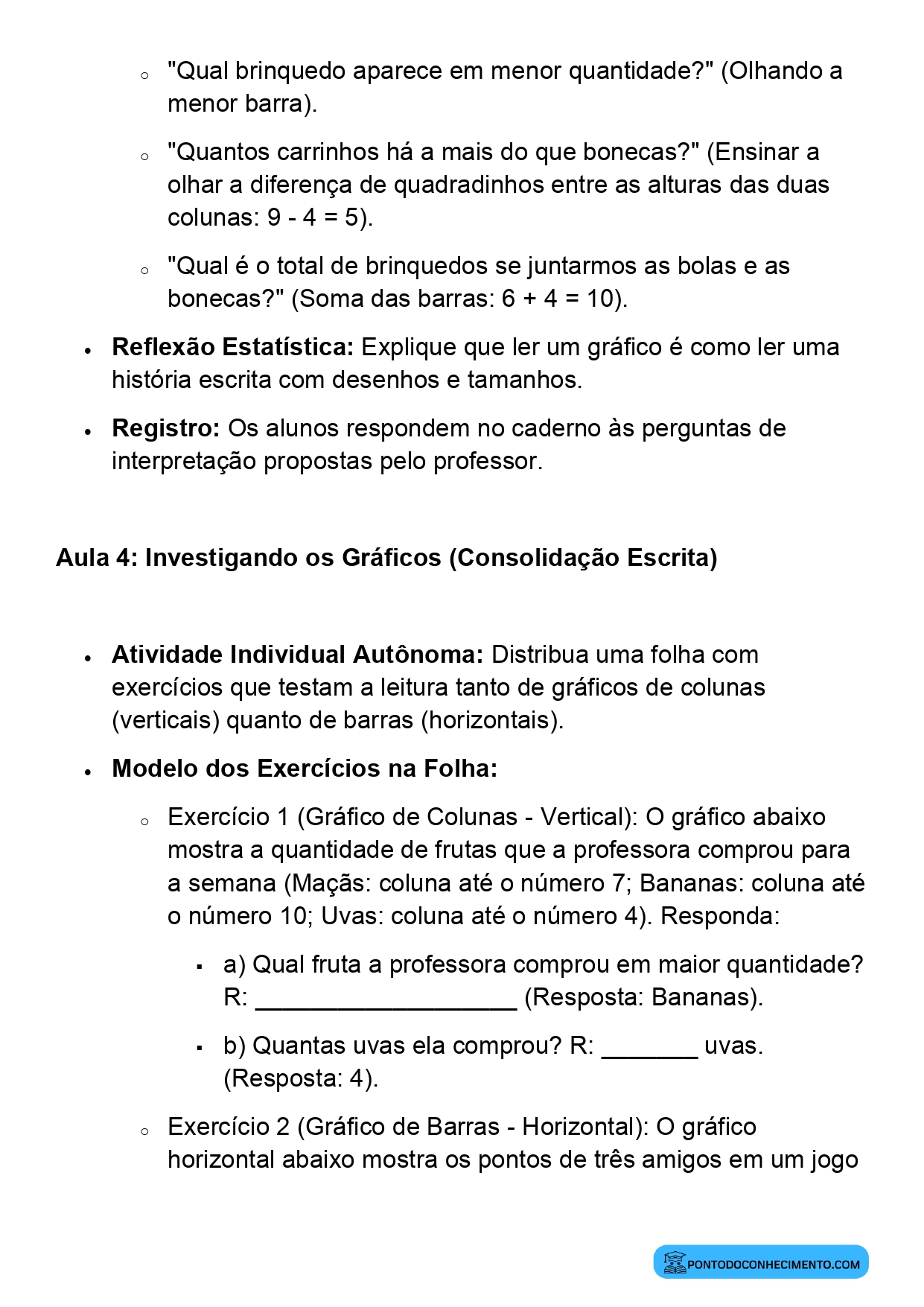 Plano de Aula BNCC Matemática 2º Ano Gráficos de Colunas e de Barras
