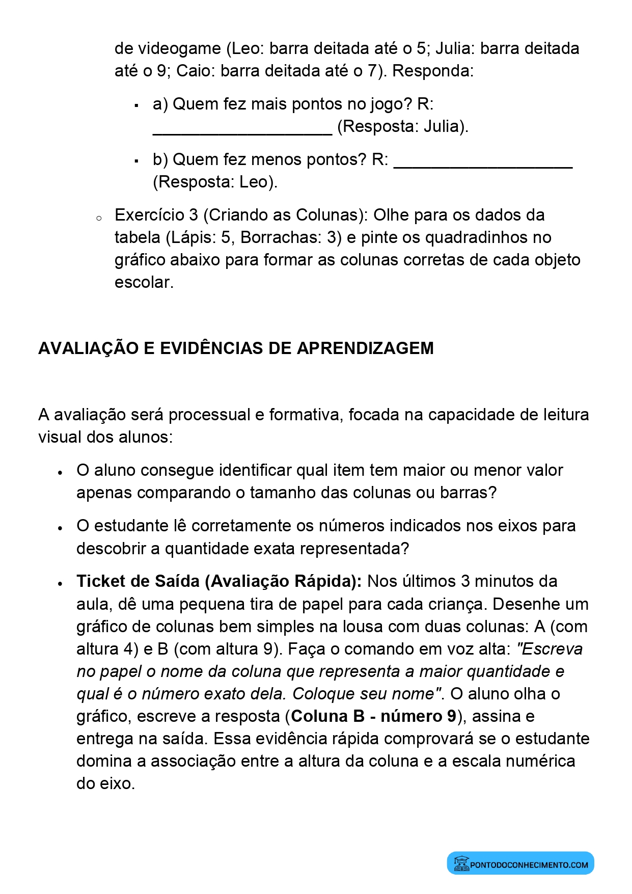 Plano de Aula Alinhado à BNCC Matemática 2º Ano Gráficos de Colunas e de Barras