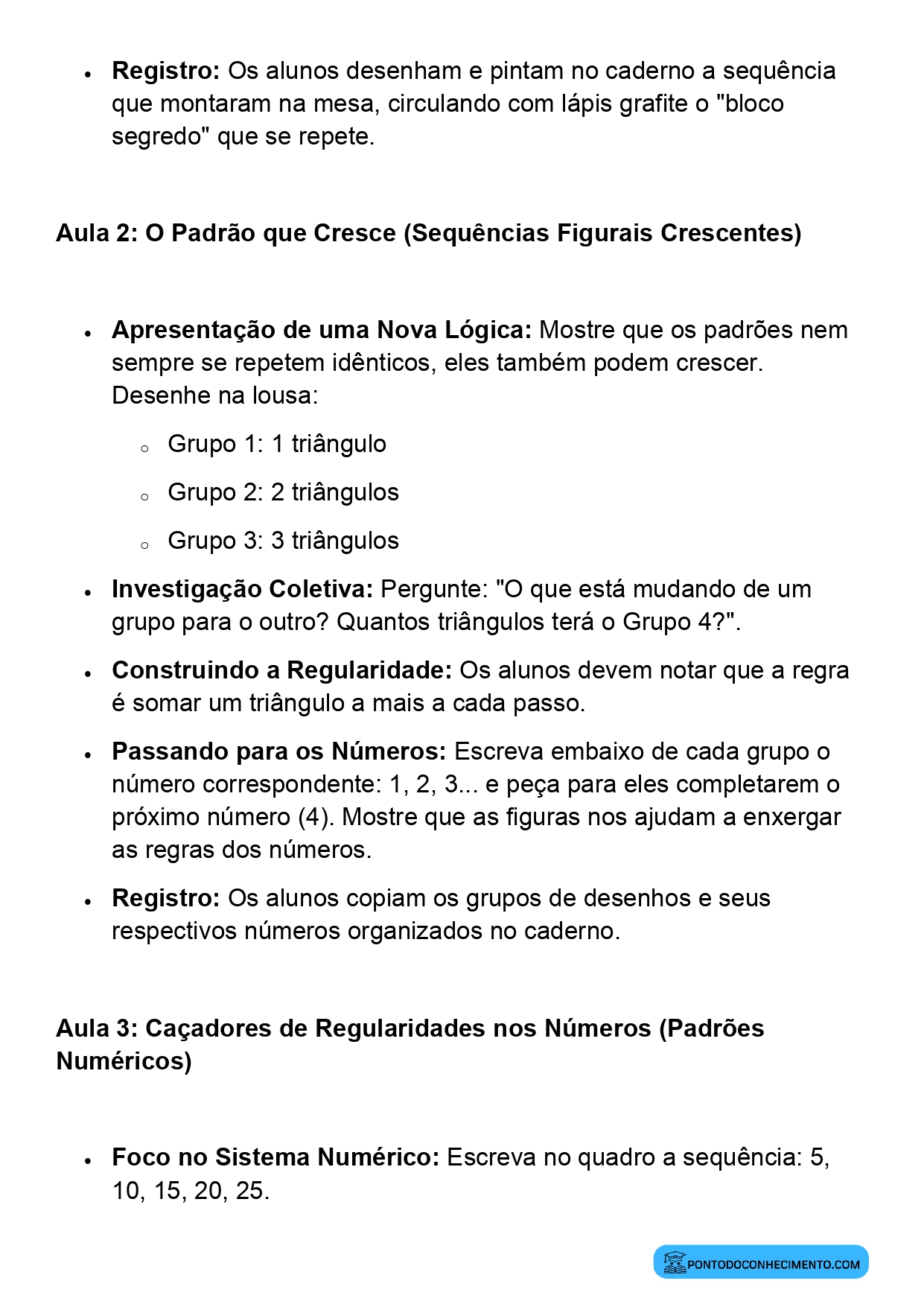 Plano de Aula Completo de Matemática 2º Ano Identificação de Padrões e Regularidades em Sequências Numéricas e Figurais