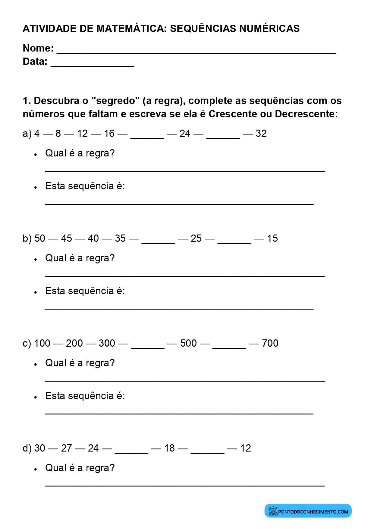 Plano de aula sobre análise de sequências numéricas recursivas