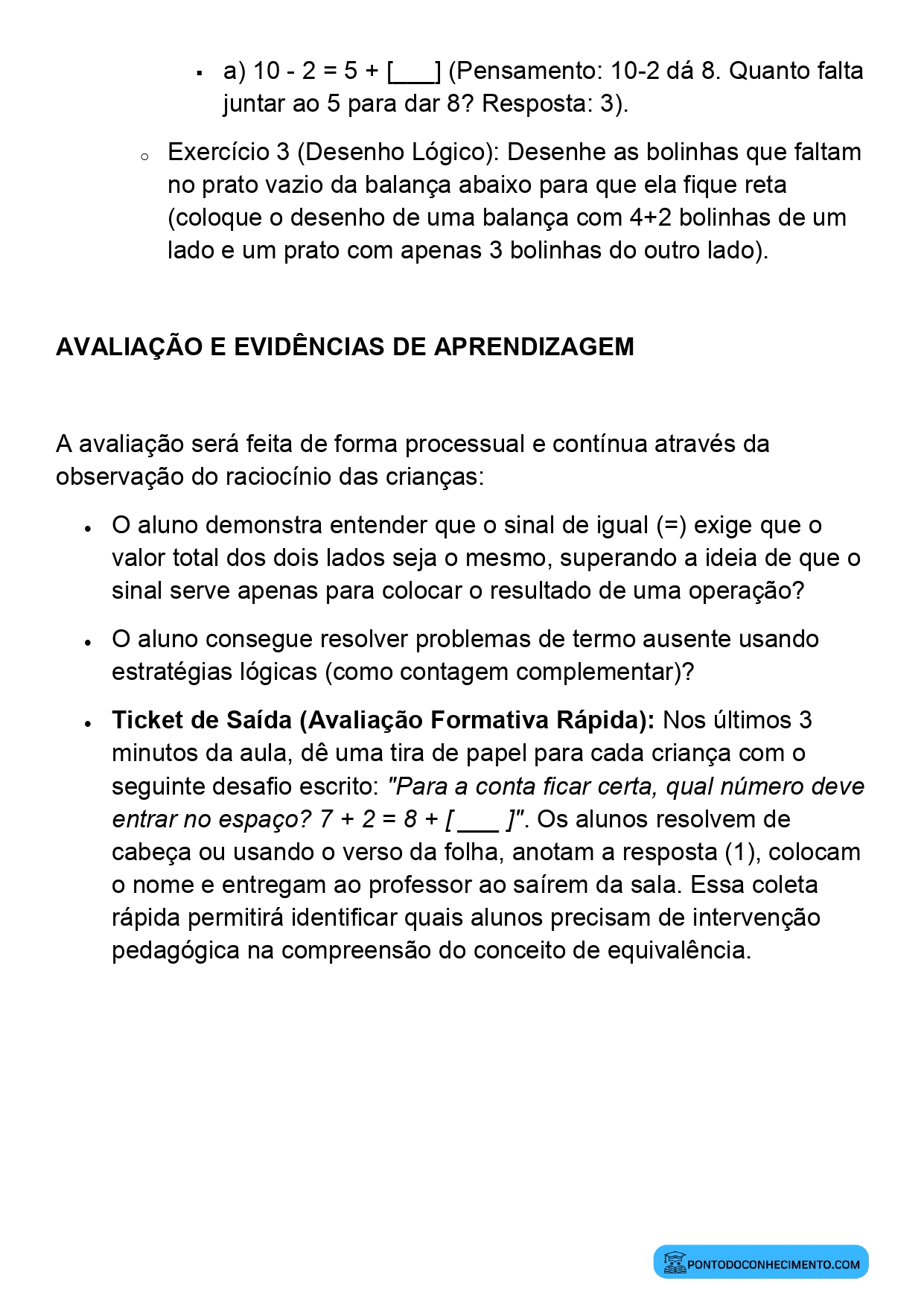 Plano de Aula Alinhado à BNCC Matemática 2º Ano Igualdade Matemática