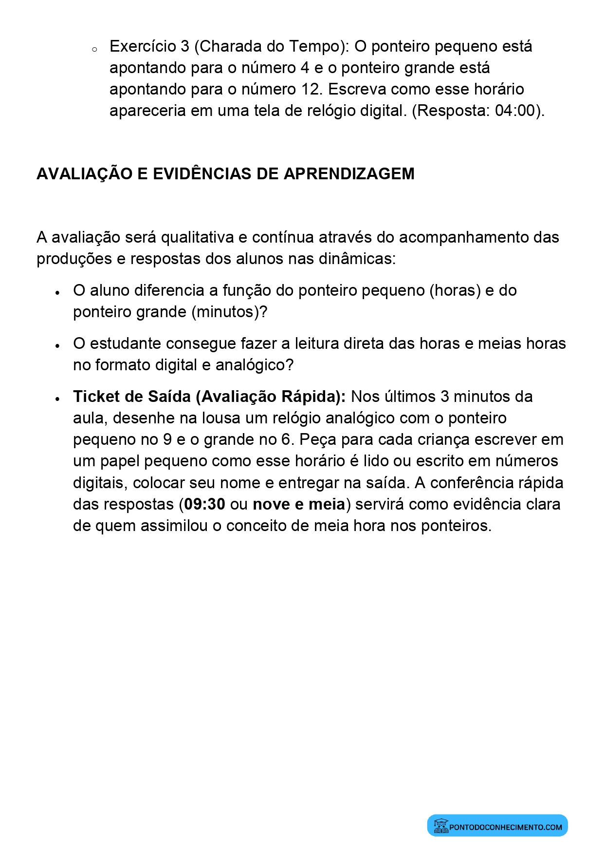 Plano de Aula Alinhado à BNCC Matemática 2º Ano Leitura de Horas em Relógios Analógicos e Digitais