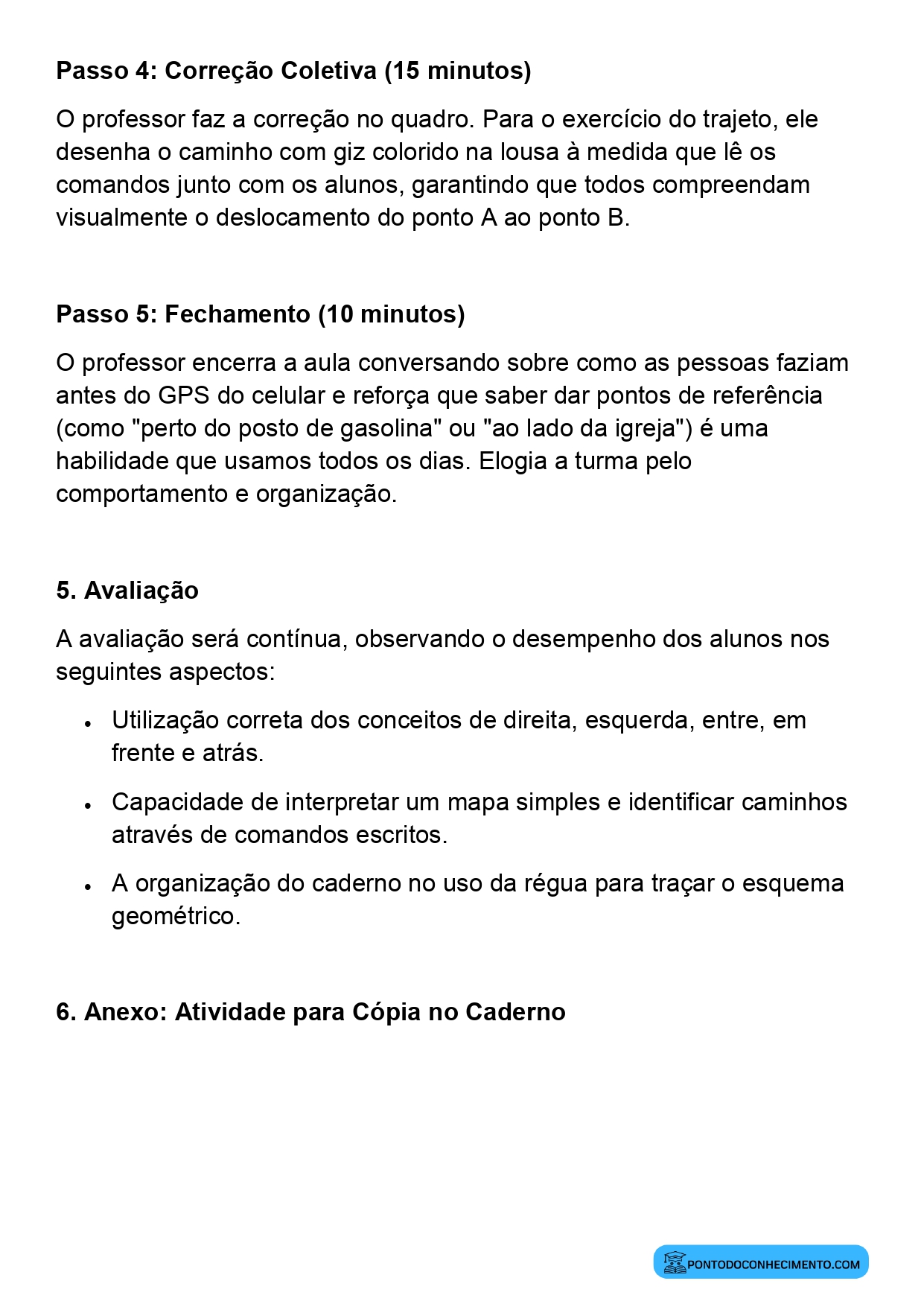 Plano de aula sobre representação de objetos em diferentes posições