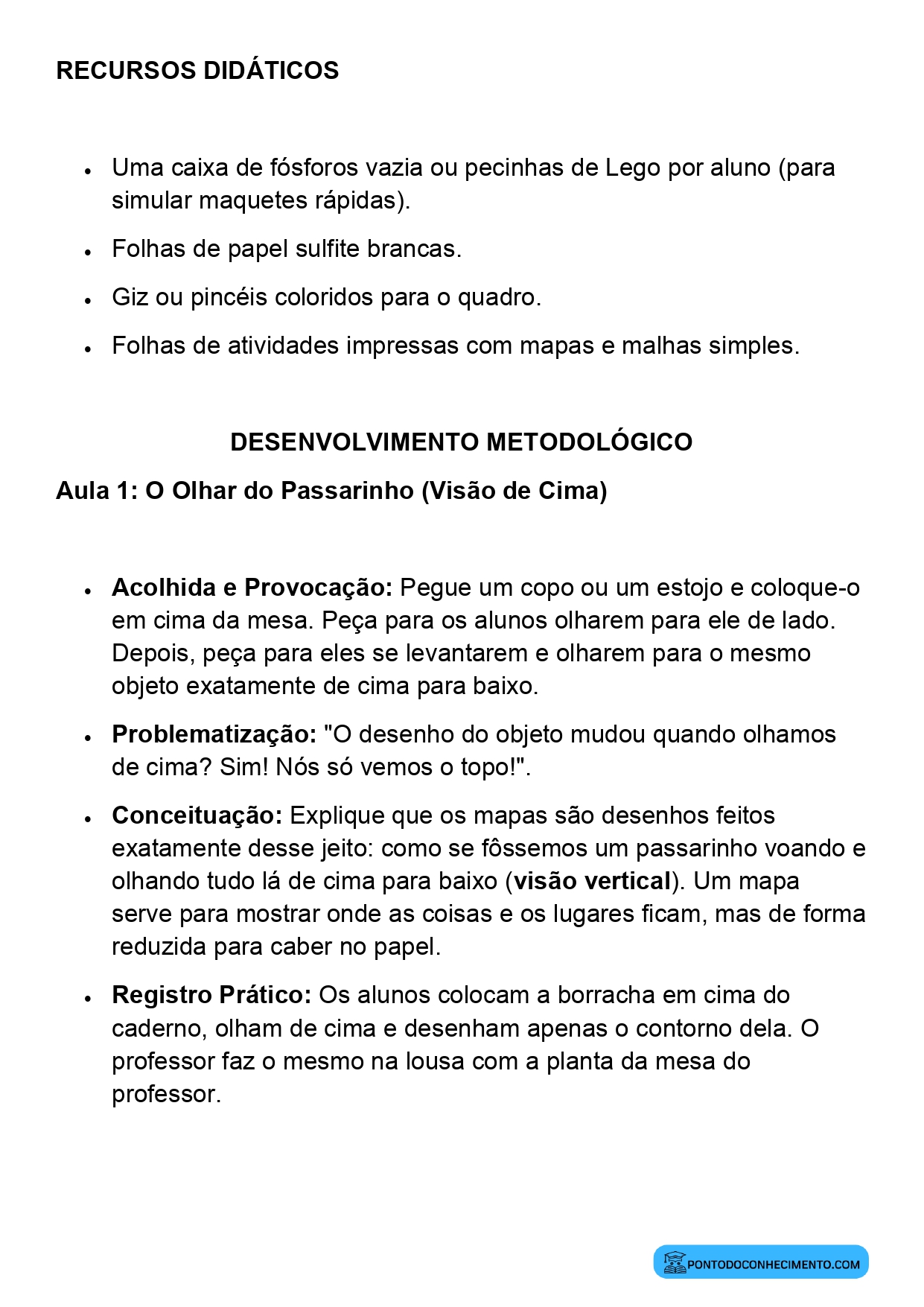 Plano de Aula Matemática 2º Ano Mapas Simples