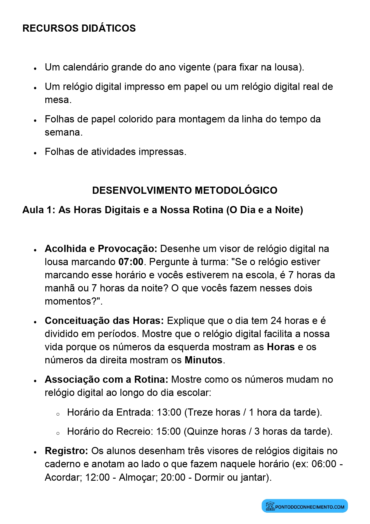 Plano de Aula Matemática 2º Ano Medidas de Tempo