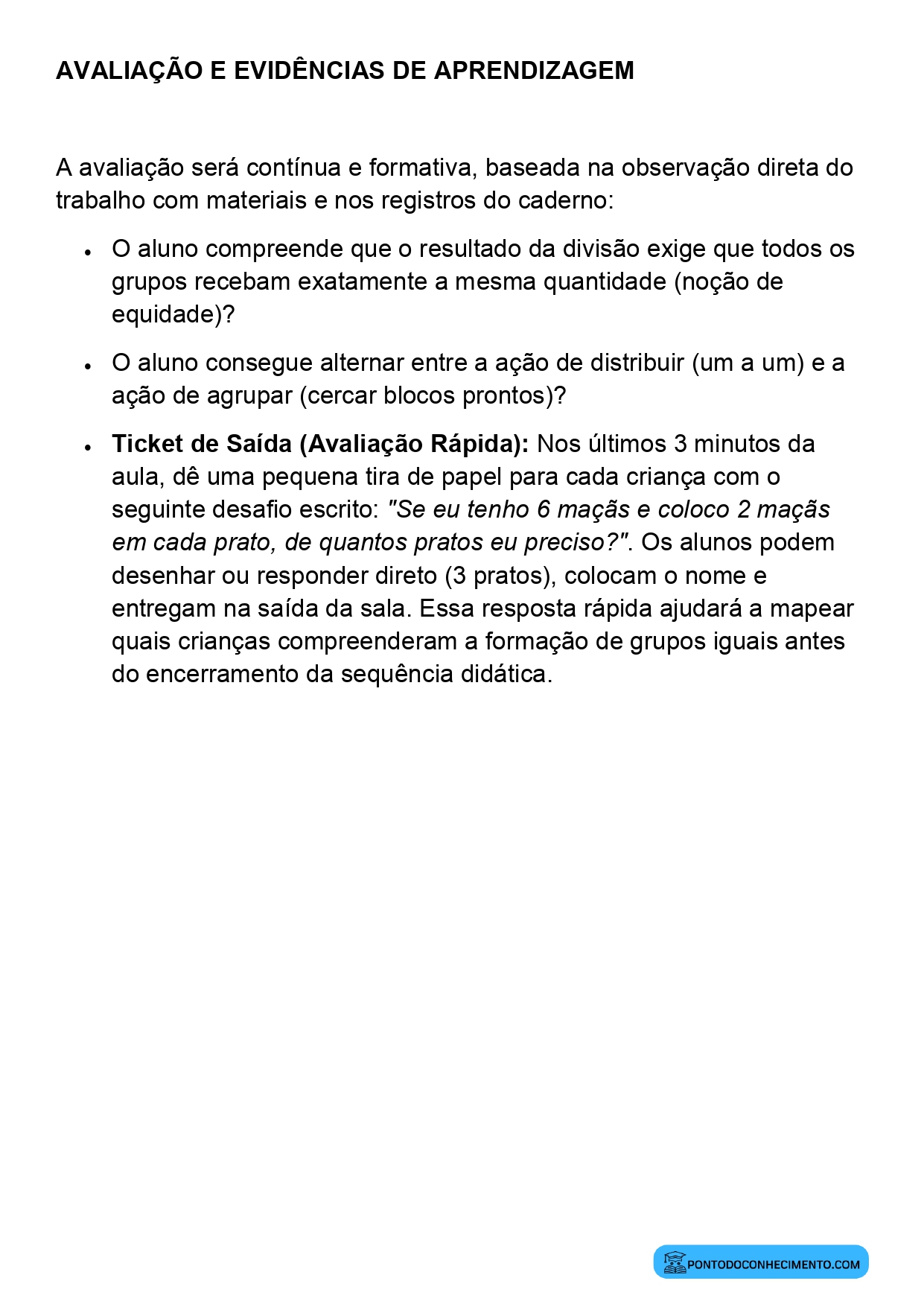 Plano de Aula Alinhado à BNCC Matemática 2º Ano Noção de Divisão