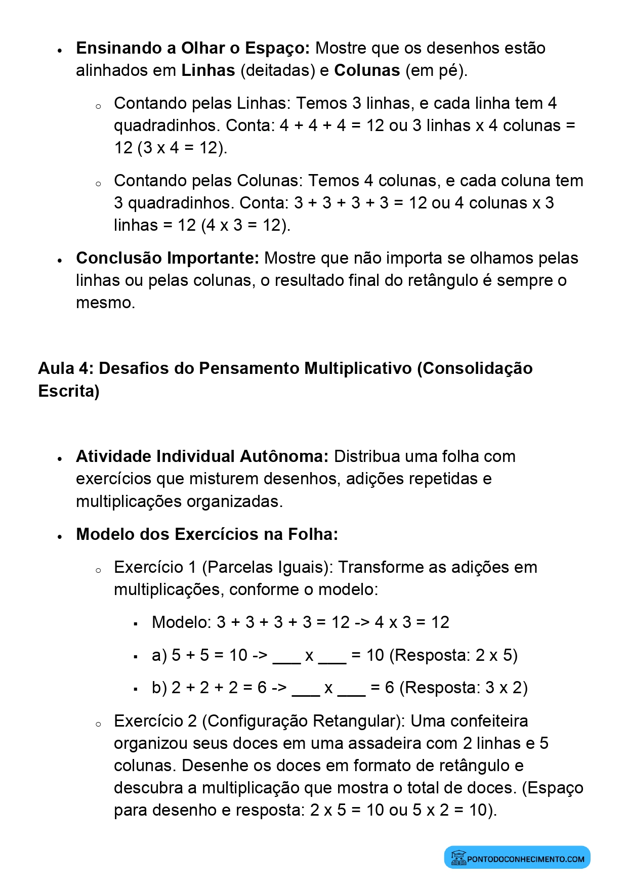 Plano de Aula BNCC Matemática 2º Ano Noção de Multiplicação