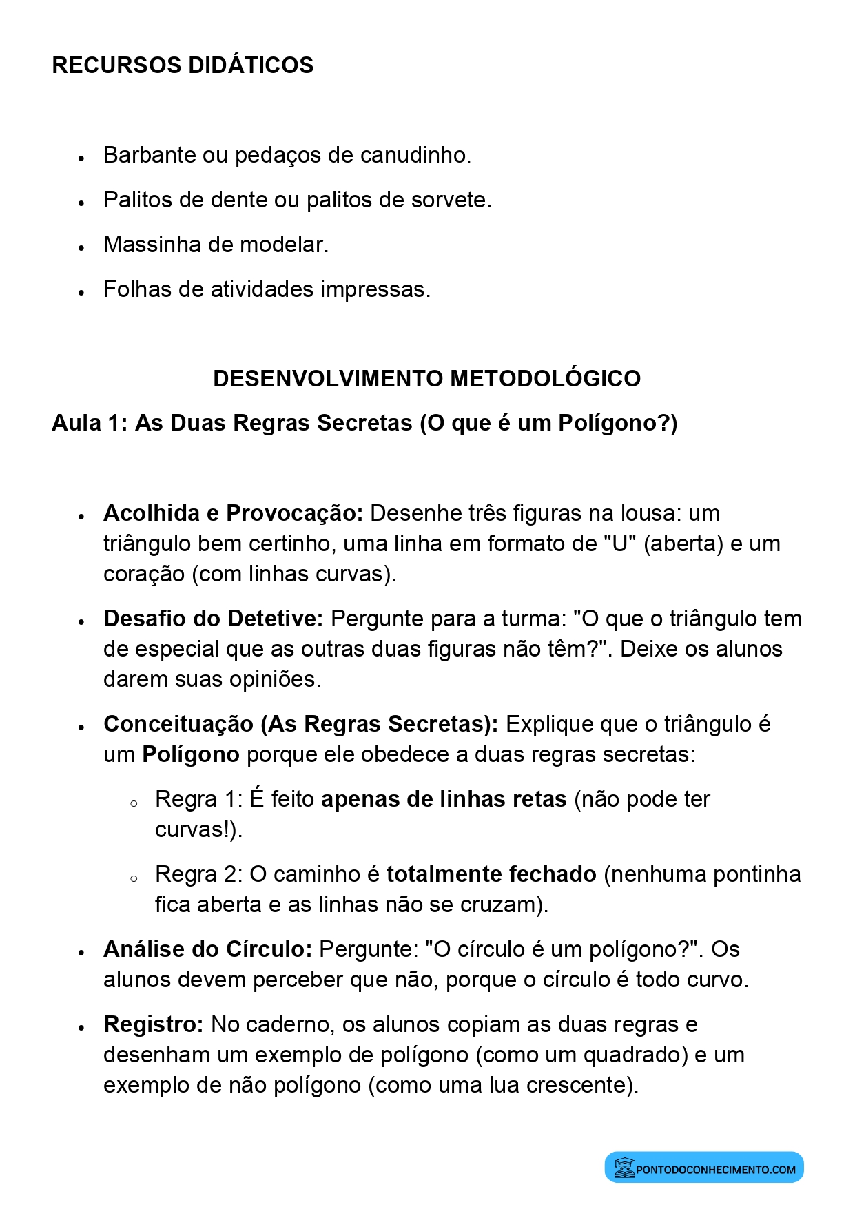 Plano de Aula Matemática 2º Ano Polígonos Introdução