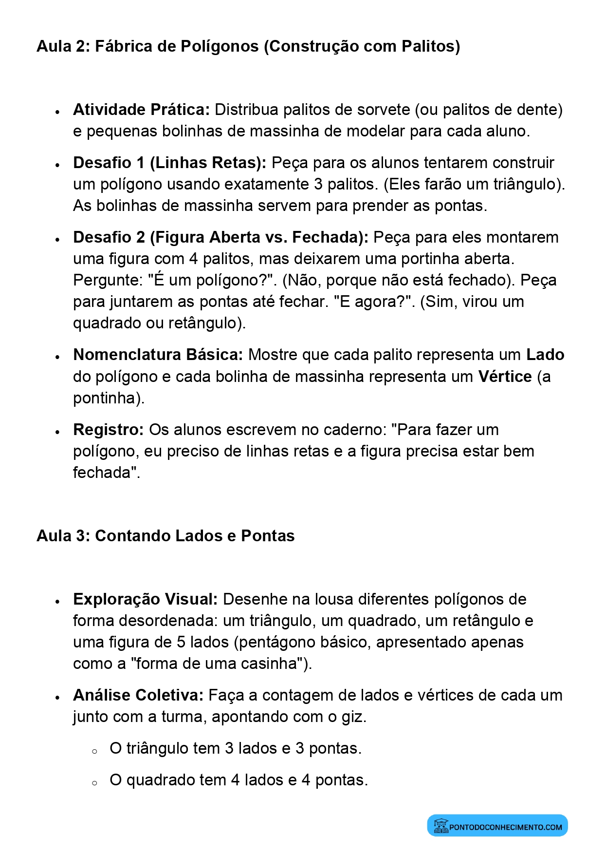 Plano de Aula Completo de Matemática 2º Ano Polígonos Introdução