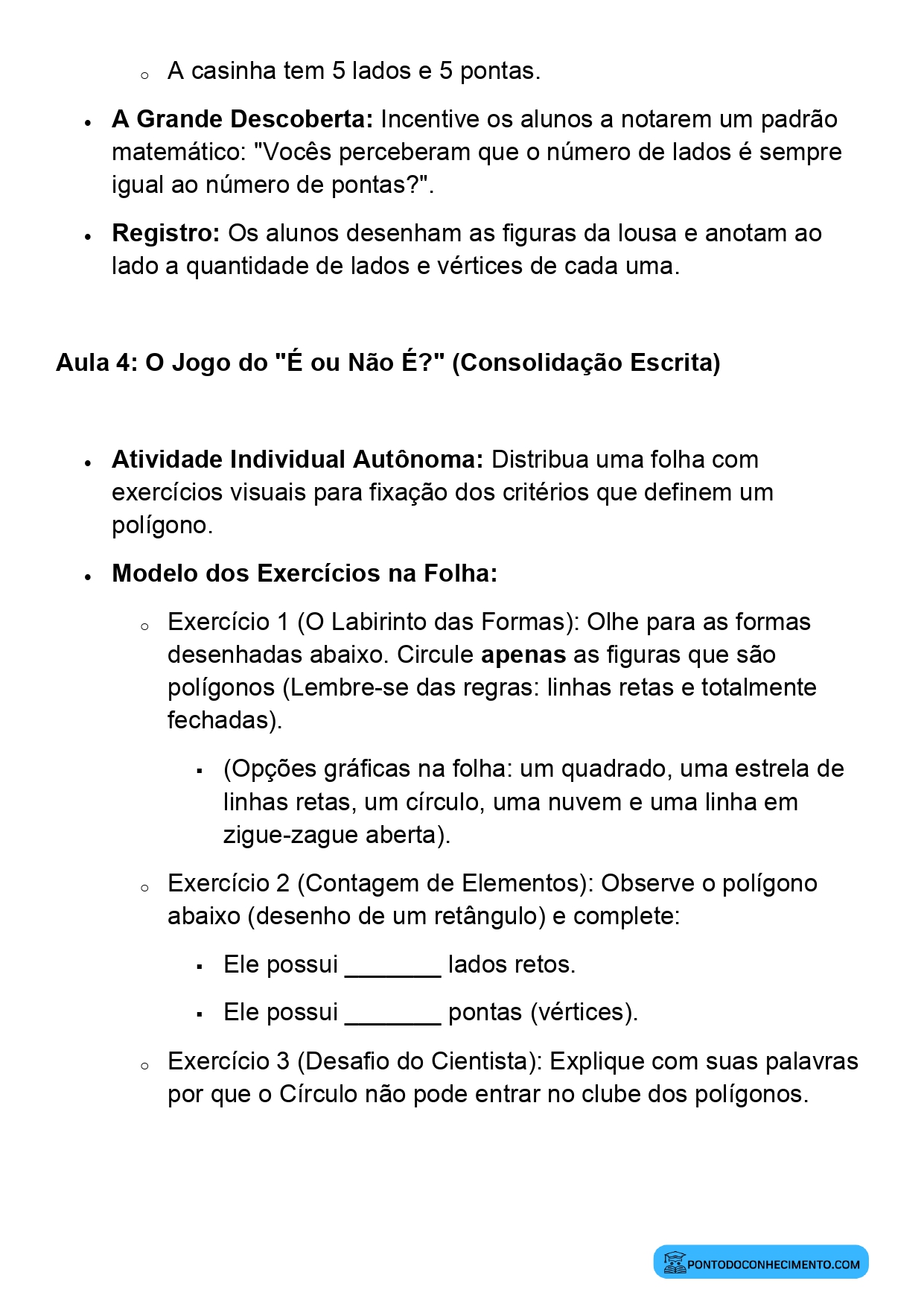 Plano de Aula BNCC Matemática 2º Ano Polígonos Introdução