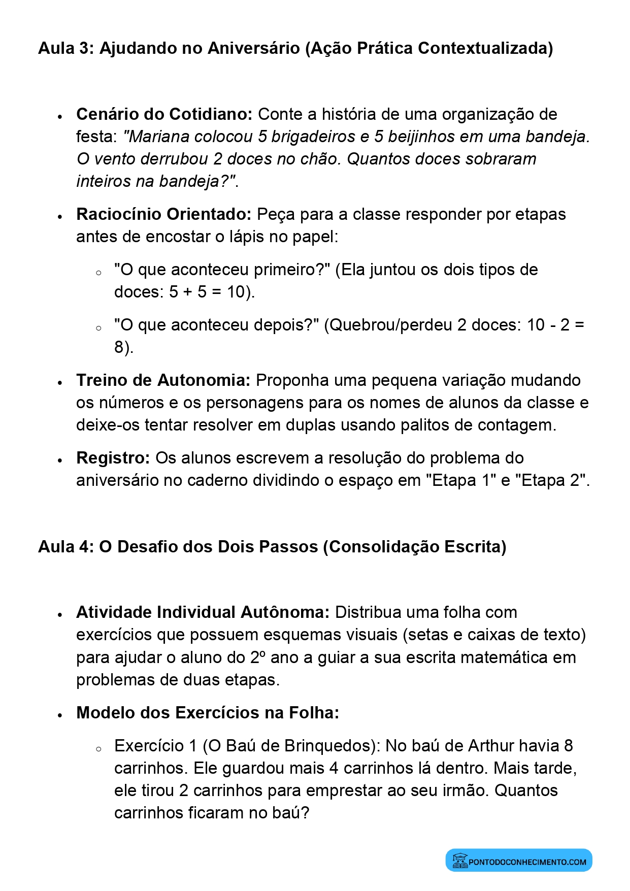 Plano de Aula BNCC Matemática 2º Ano Problemas com Mais de uma Etapa