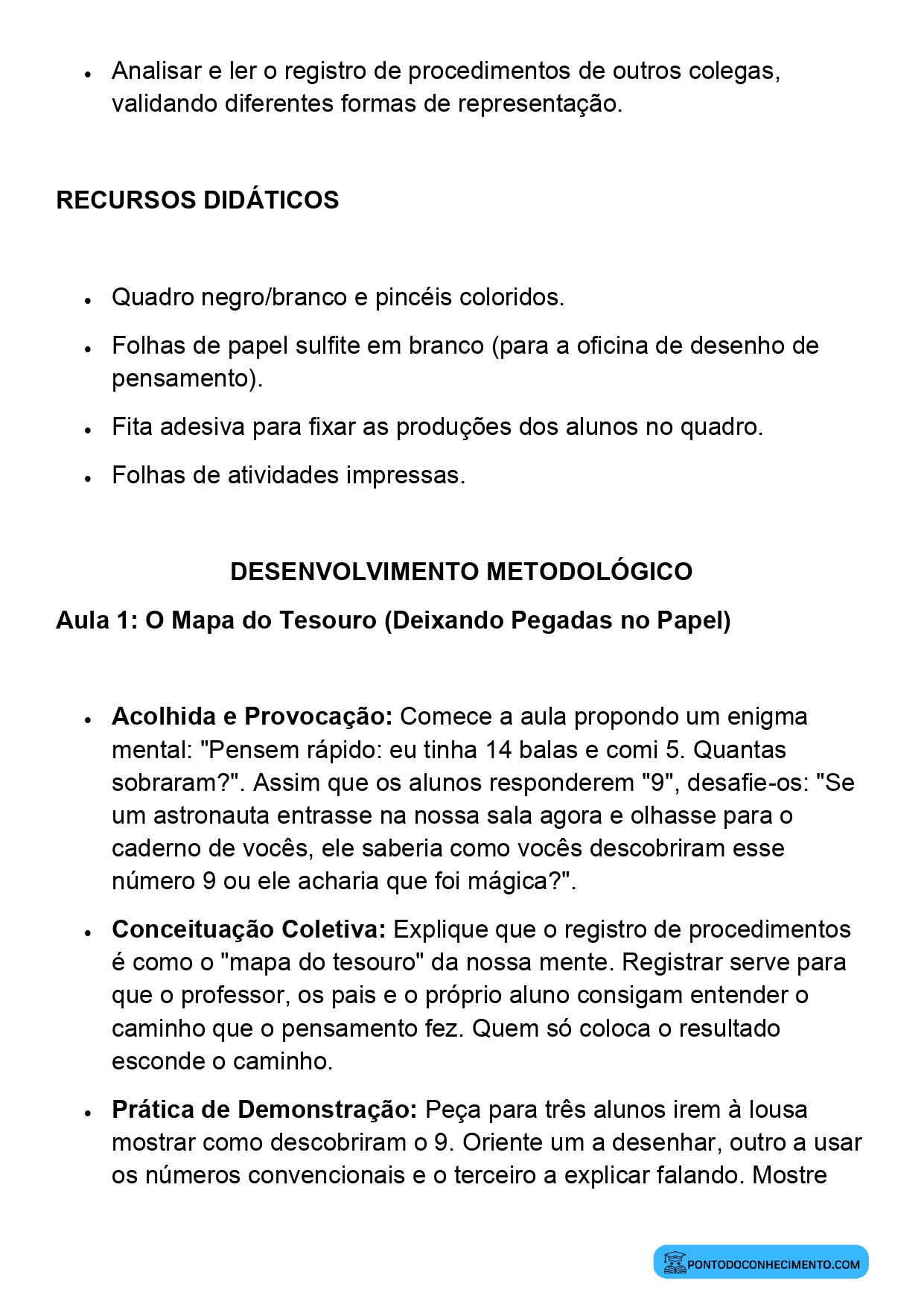 Plano de Aula Matemática 2º Ano Registro de Procedimentos