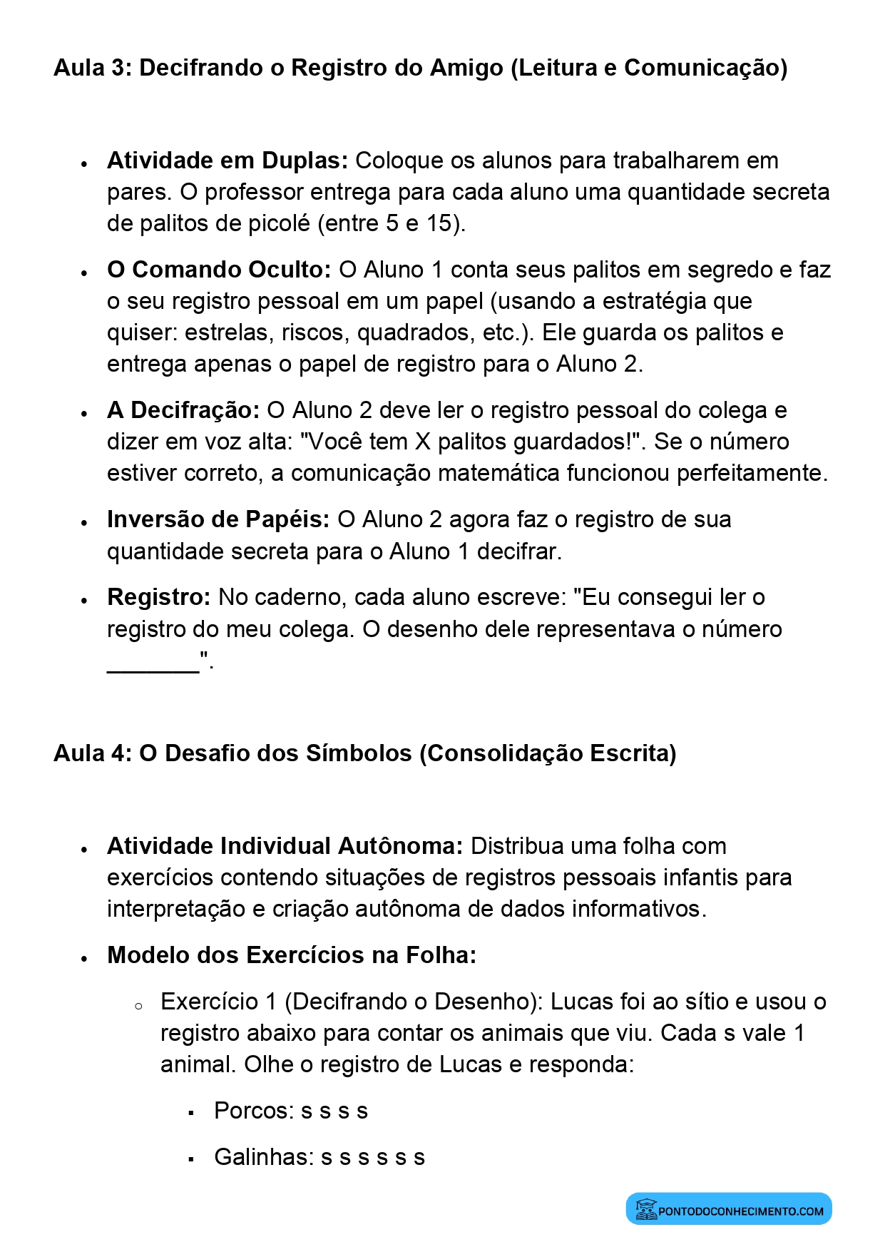 Plano de Aula BNCC Matemática 2º Ano Registros Pessoais para Comunicação de Informações