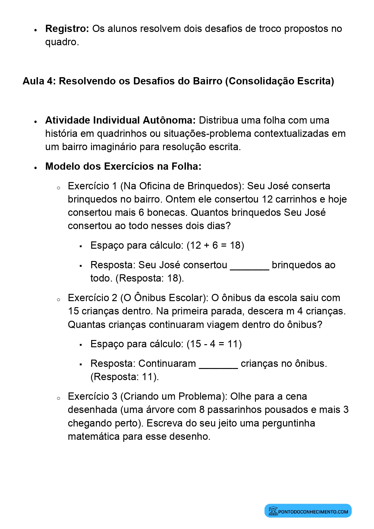 Plano de Aula BNCC Matemática 2º Ano Resolução de Problemas do Cotidiano