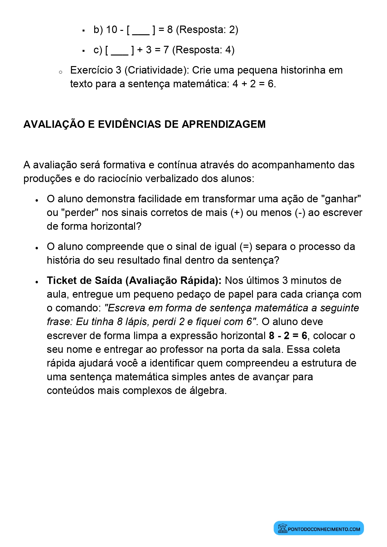 Plano de Aula Alinhado à BNCC Matemática 2º Ano Sentenças Matemáticas