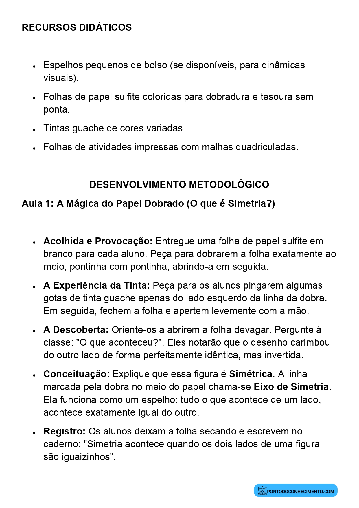 Plano de Aula Matemática 2º Ano Simetria Introdução