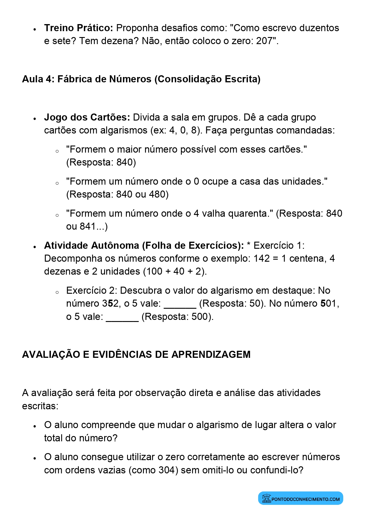 Plano de Aula BNCC Matemática 2º Ano Sistema de Numeração Decimal