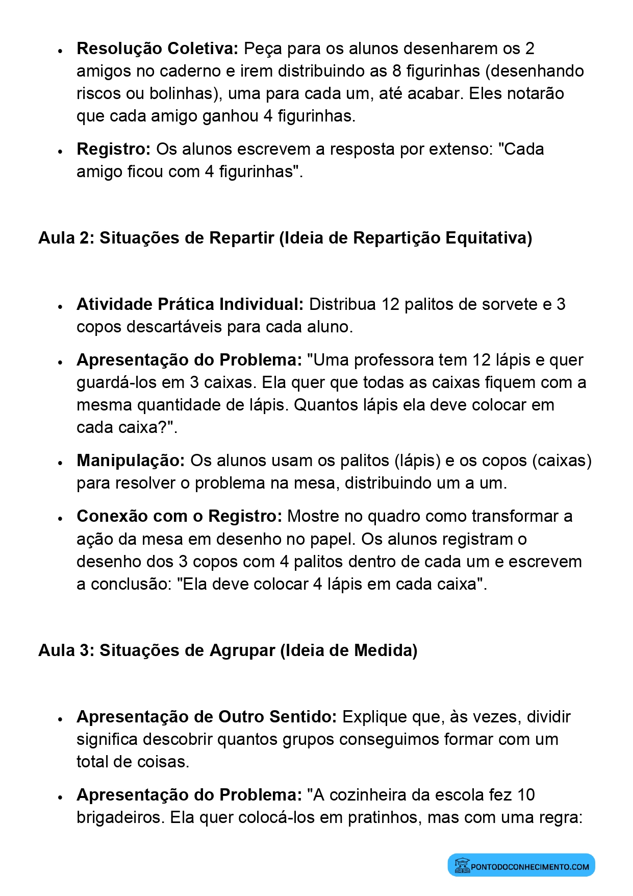 Plano de Aula Completo de Matemática 2º Ano Situações Problema Envolvendo Divisão