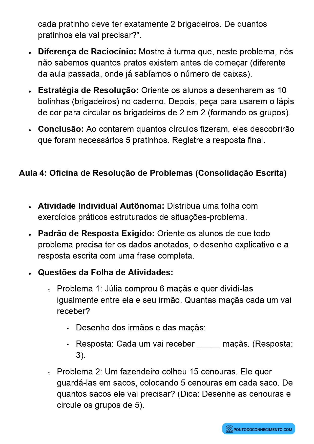 Plano de Aula BNCC Matemática 2º Ano Situações Problema Envolvendo Divisão