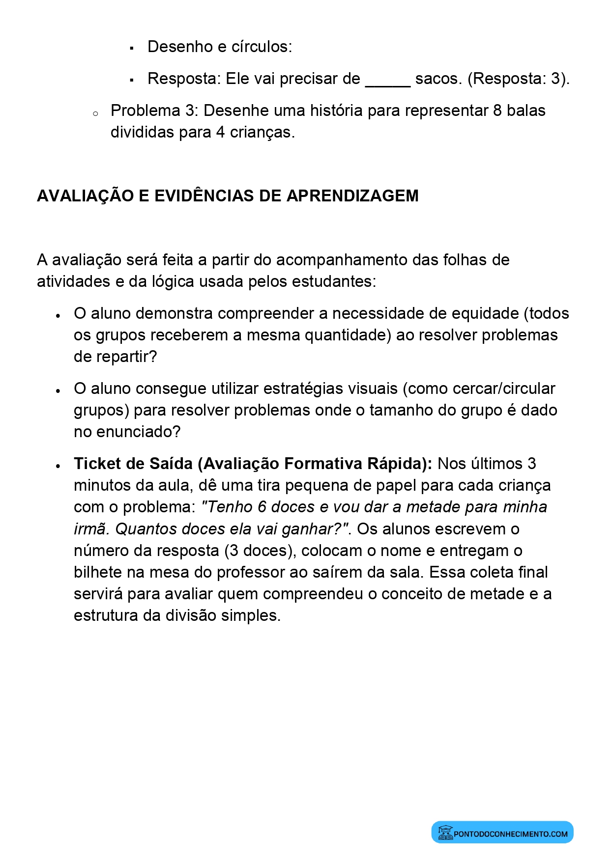 Plano de Aula Alinhado à BNCC Matemática 2º Ano Situações Problema Envolvendo Divisão