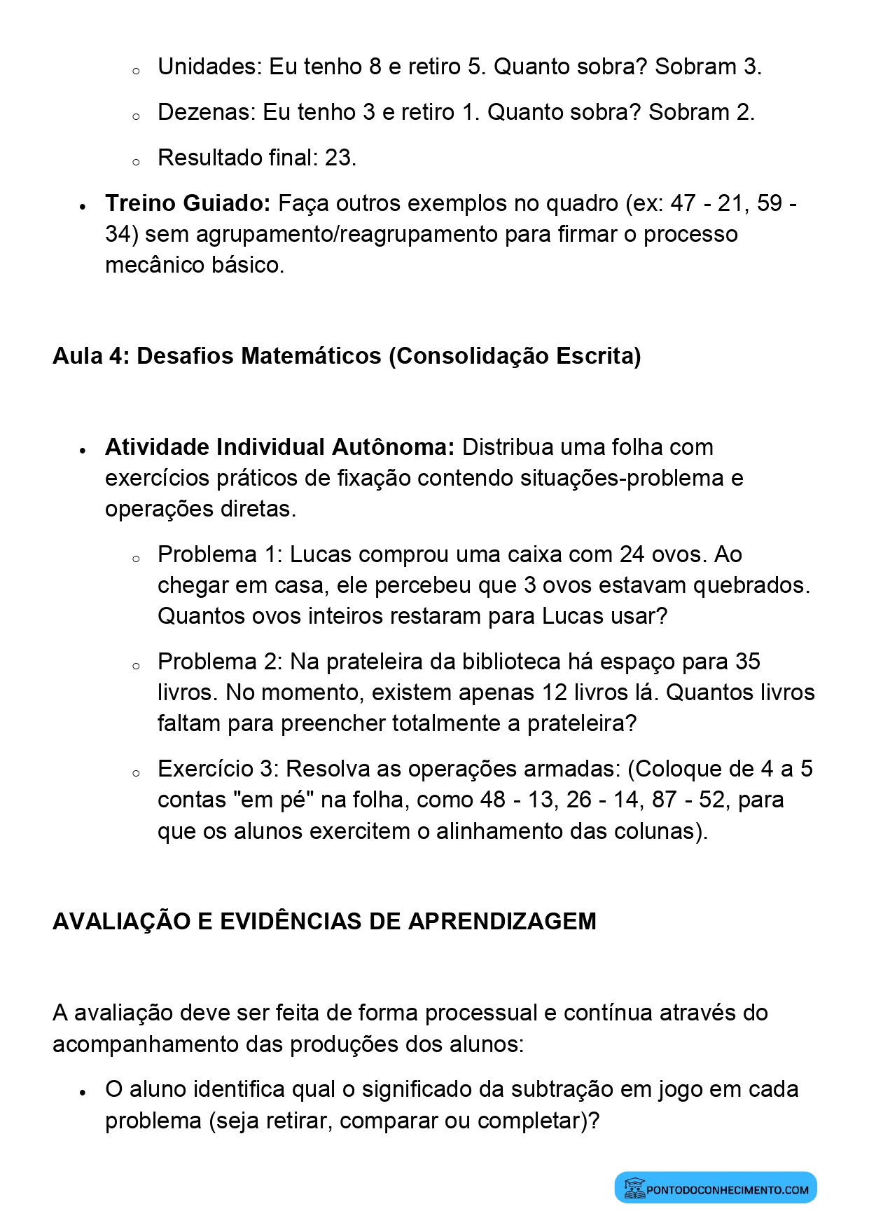 Plano de Aula BNCC Matemática 2º Ano Subtração