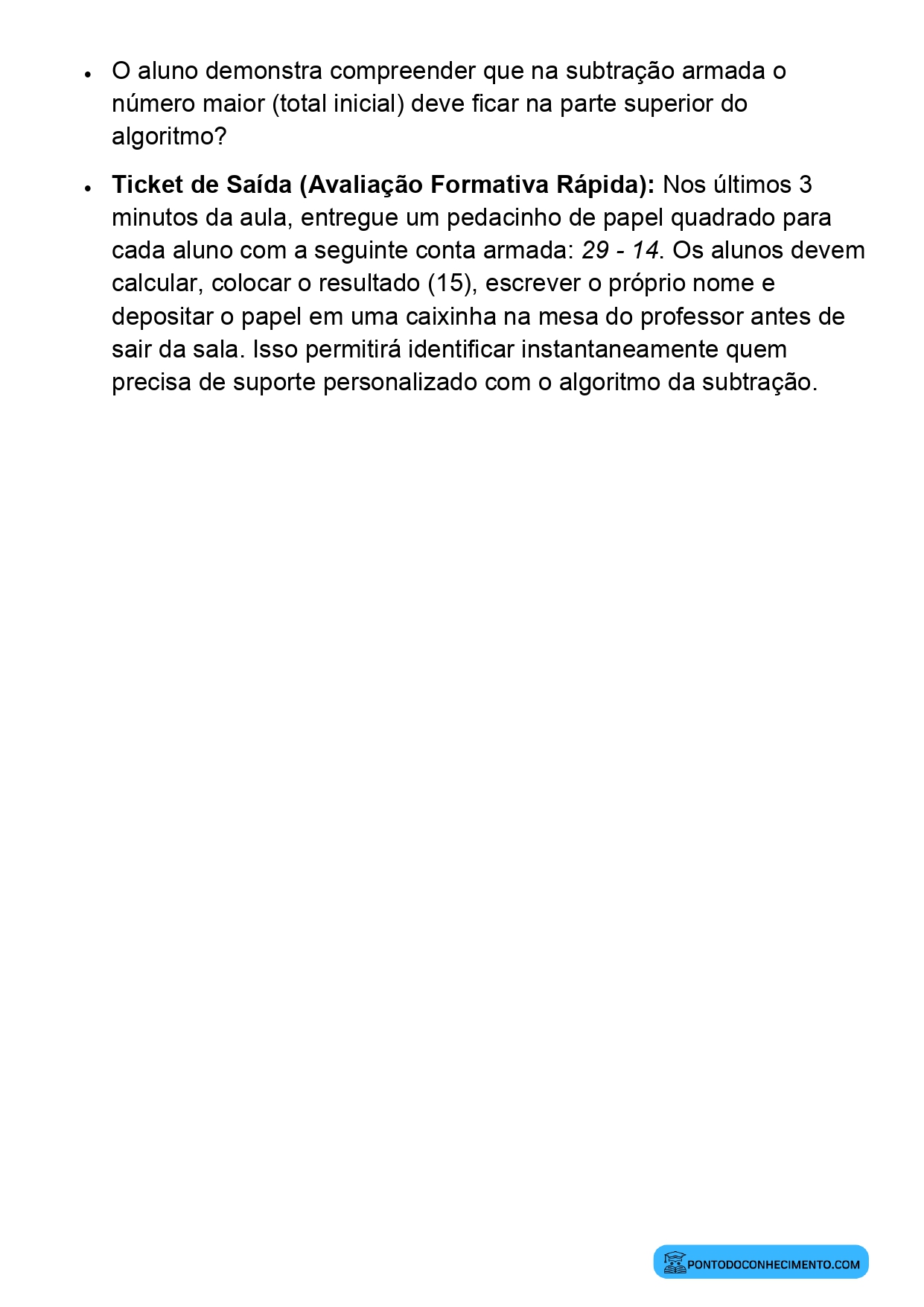 Plano de Aula Alinhado à BNCC Matemática 2º Ano Subtração