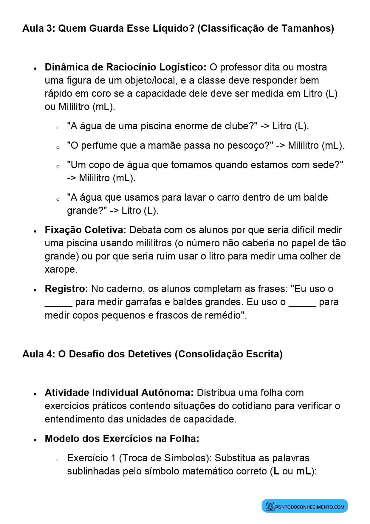 Plano de Aula BNCC Matemática 2º Ano Unidades de Capacidade Litro e Mililitro