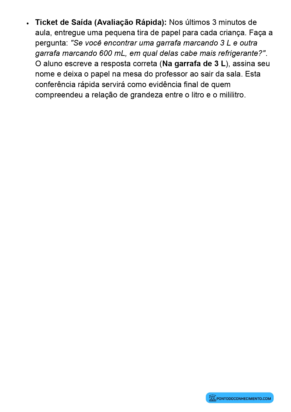Plano de Aula de Matemática com Litro e Mililitro
