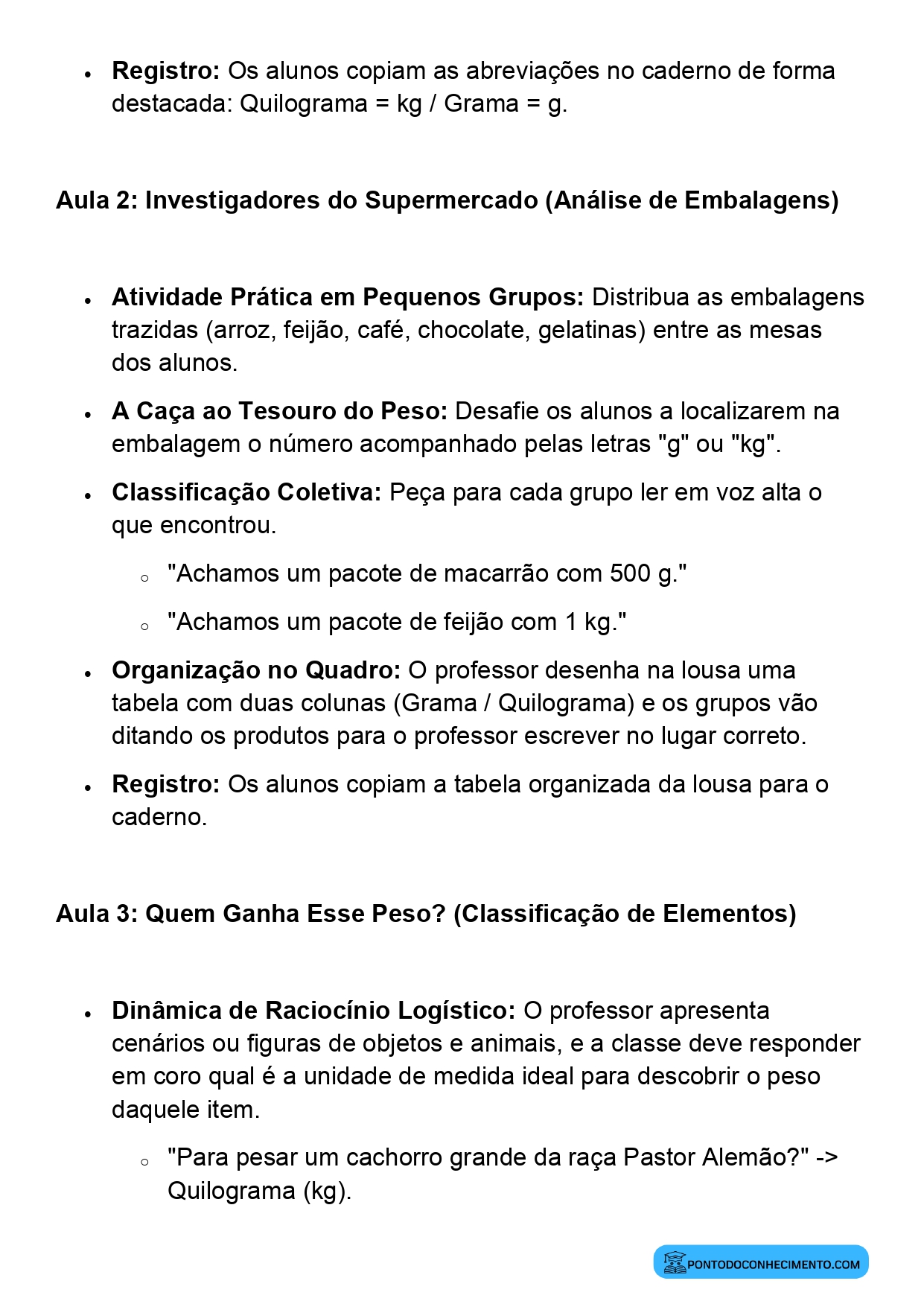 Plano de Aula Completo de Matemática 2º Ano Unidades de Massa Grama e Quilograma
