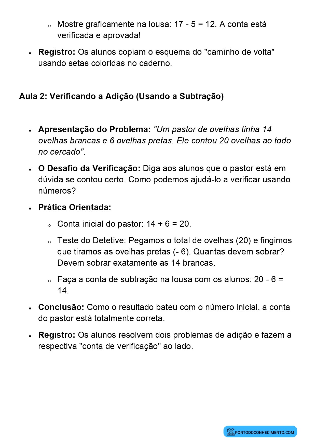 Plano de Aula Completo de Matemática 2º Ano Verificação de Resultados