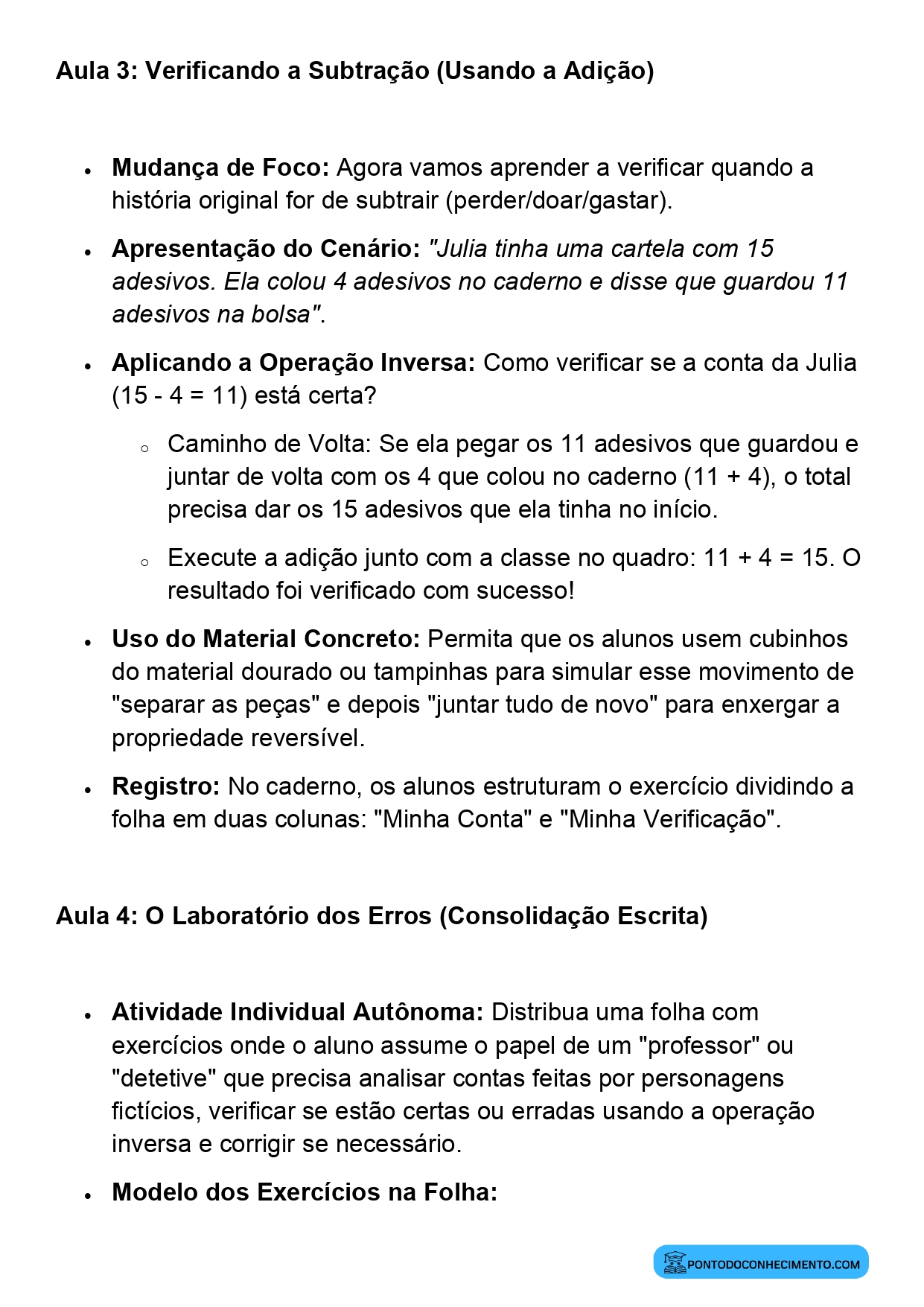 Plano de Aula BNCC Matemática 2º Ano Verificação de Resultados