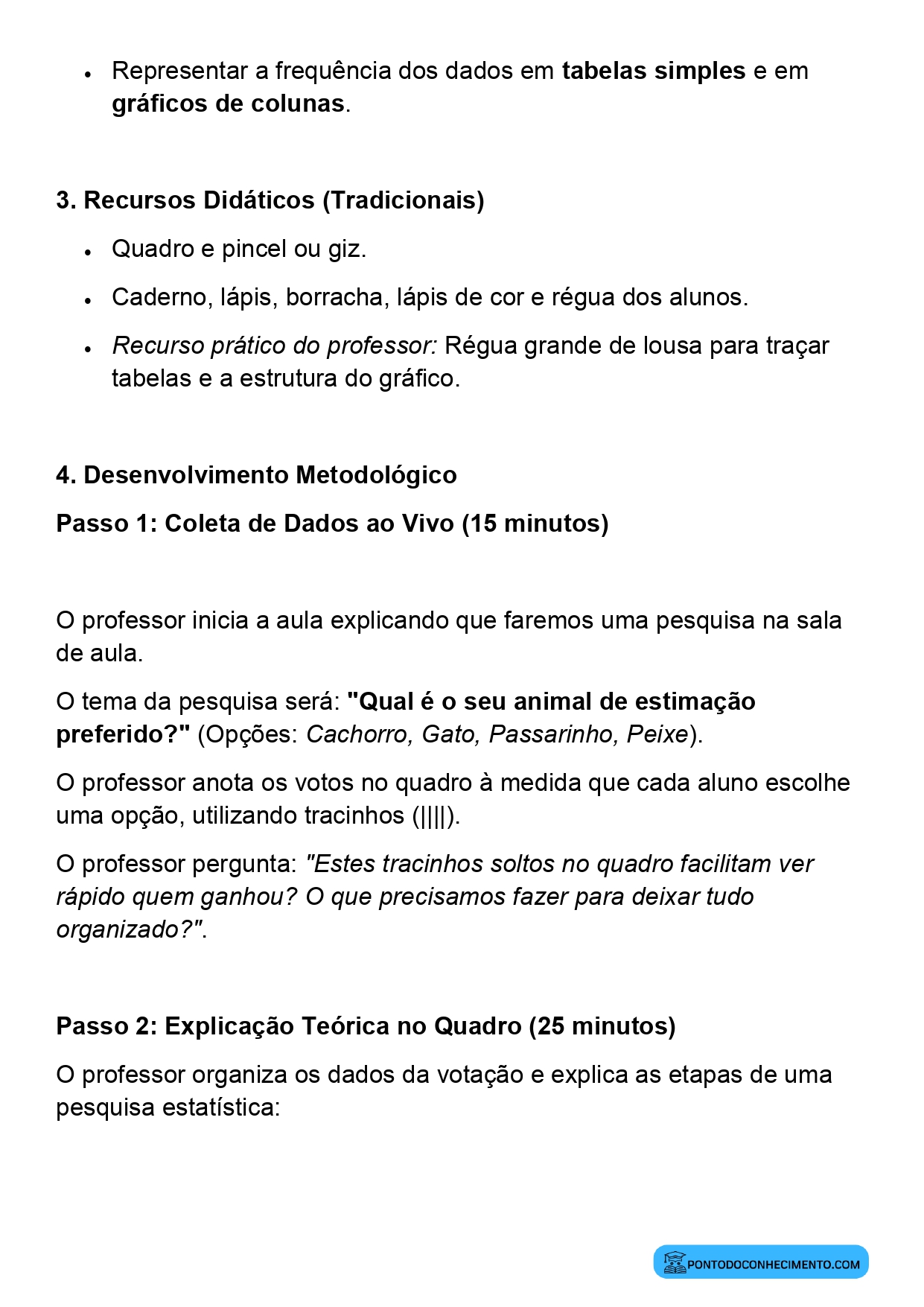 Plano de aula variáveis categóricas 3º ano
