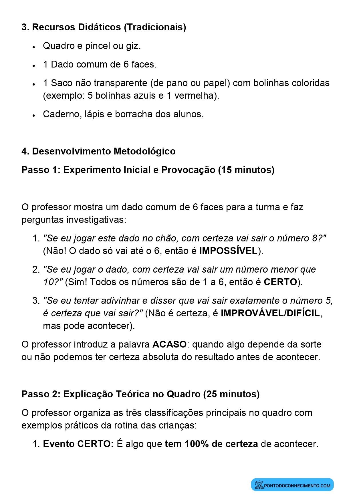 Plano de aula probabilidade 3º ano