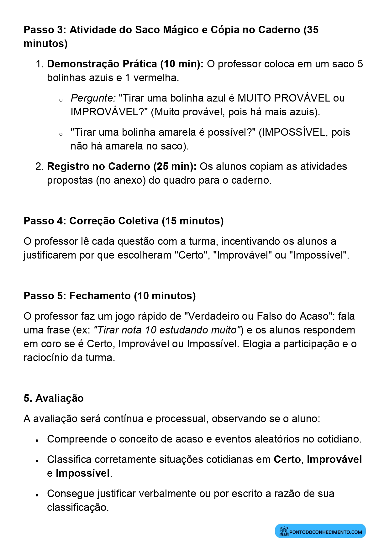 Ideia de acaso 3º ano