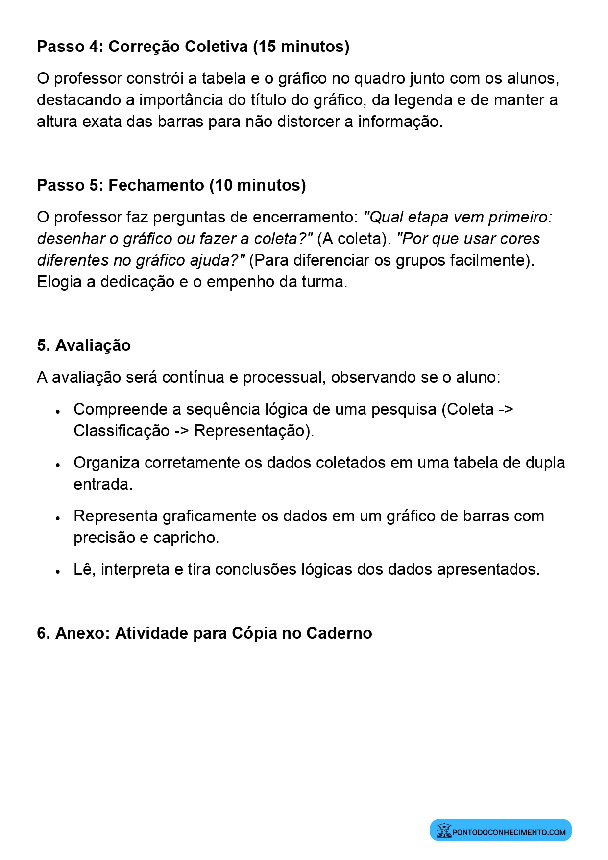 Plano de aula sobre representação de dados em gráficos de barras