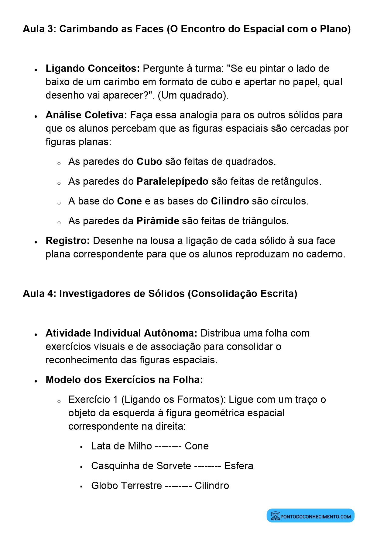 Plano de Aula BNCC Matemática 2º Ano Figuras Geométricas Espaciais
